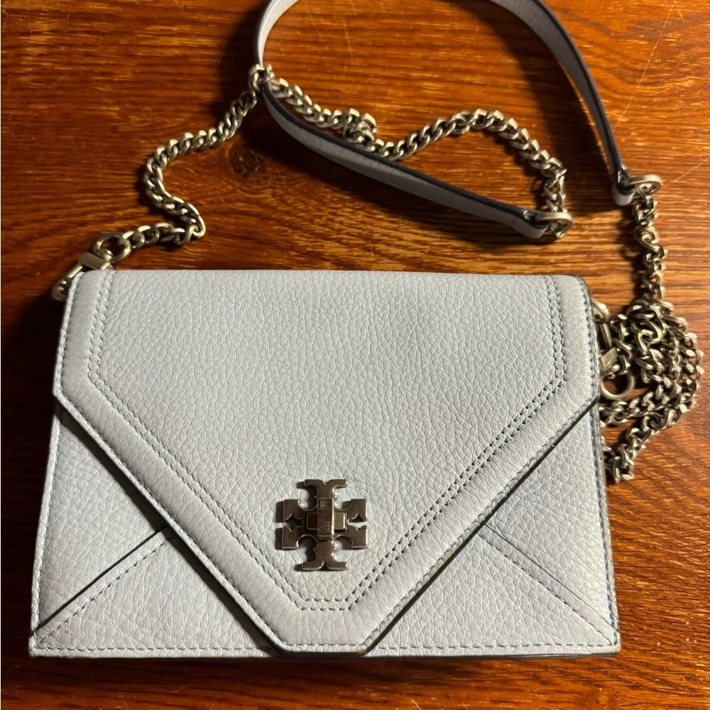 Tory Burch light blue crossbody bag with a chain‎ strap